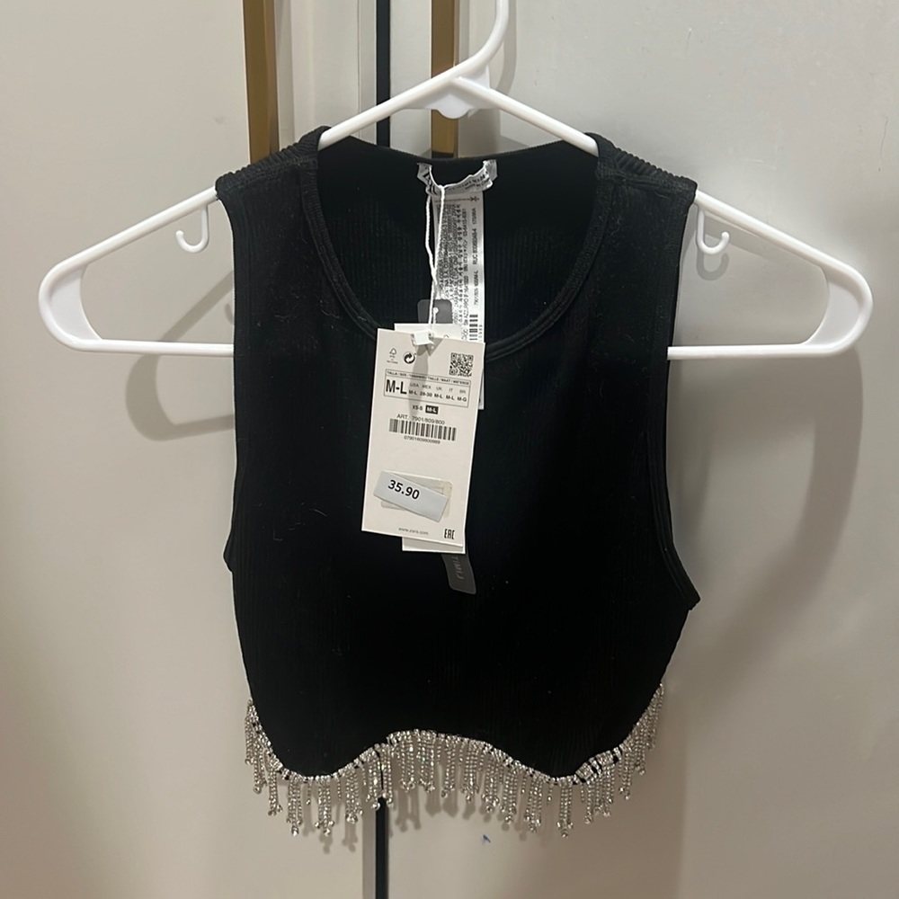 Zara crop top crystals
